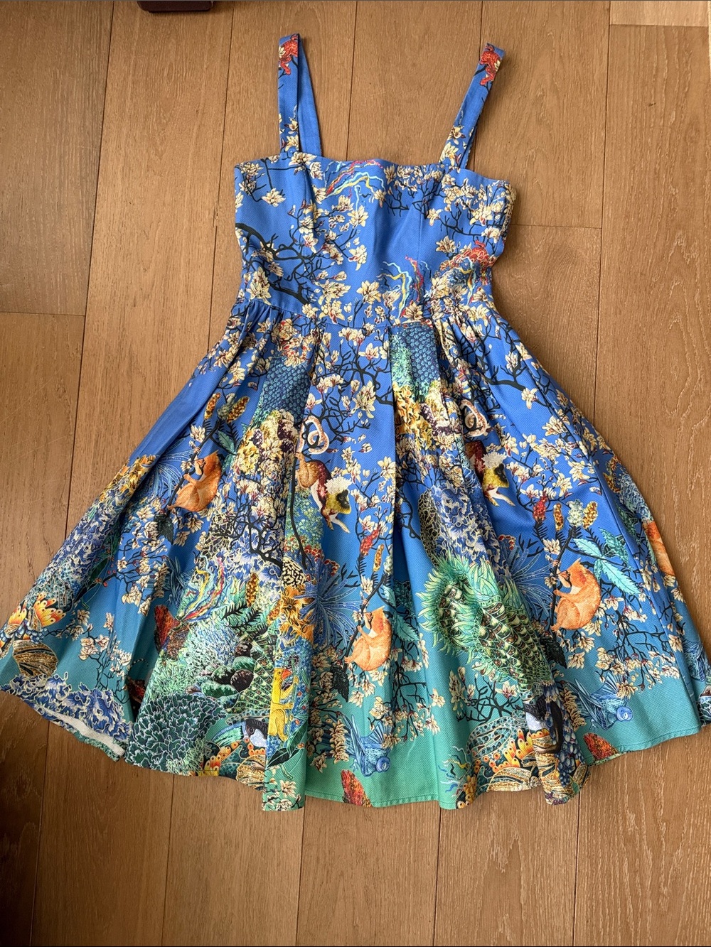 MARY KATRANTZOU Blue Floral Strap Dress